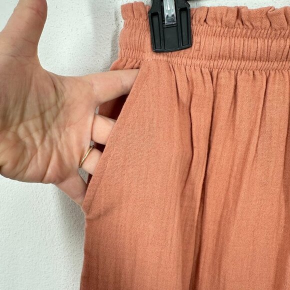 Treasure & Bond Nordstrom Girls Brushed Cotton Peach Pink Wide Leg Sweats Medium - Picture 5 of 6